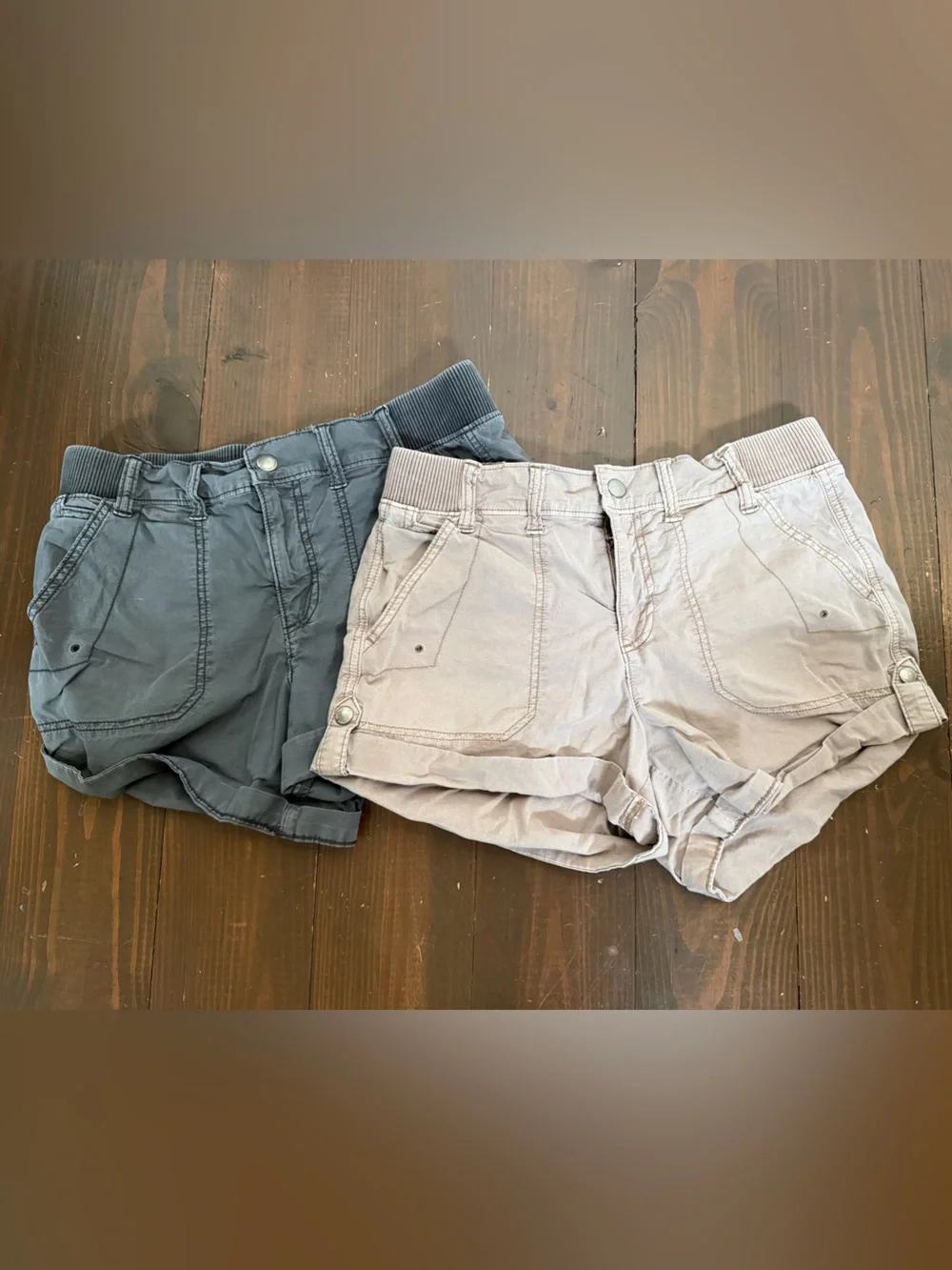 American Eagle Outfitters Casual Drawstring Shorts — Charcoal and Light Taupe
